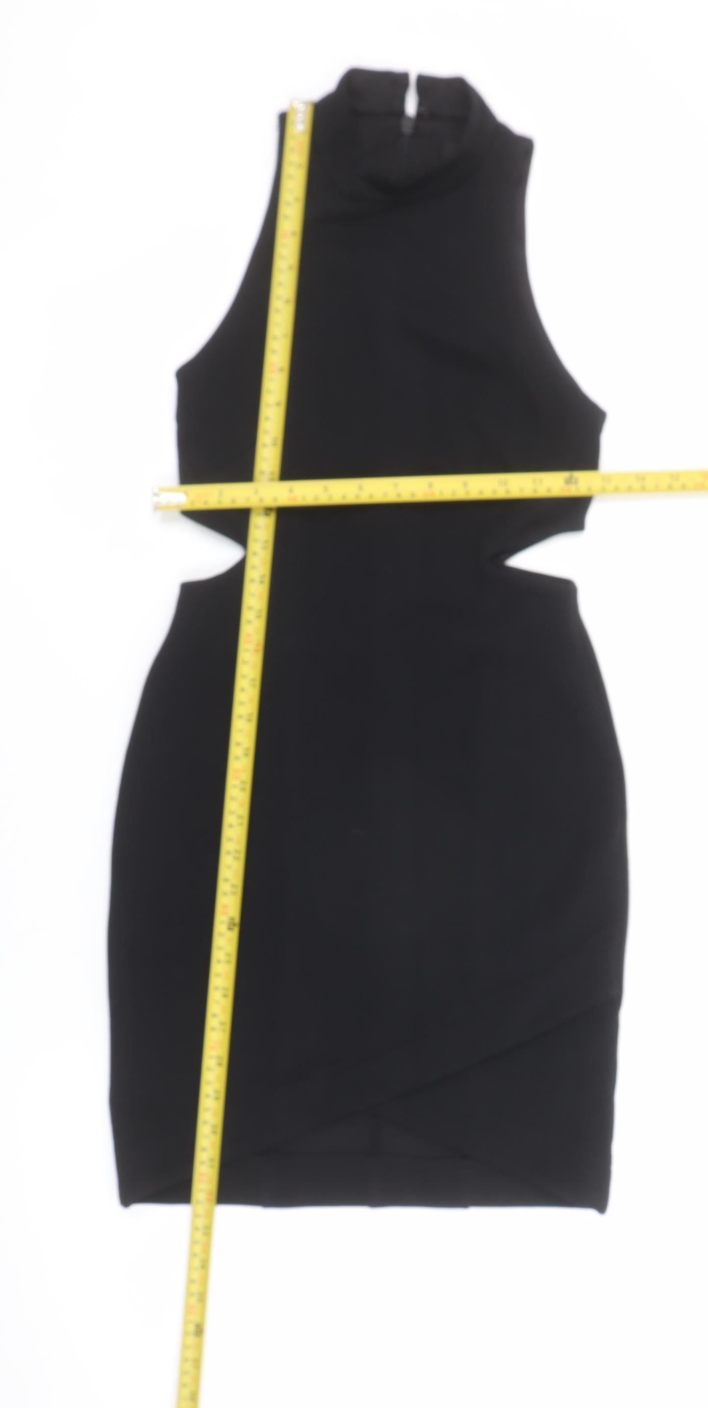 Topshop Women’s Black Size 6 Bodycon High Neck Cut Out Mini Dress