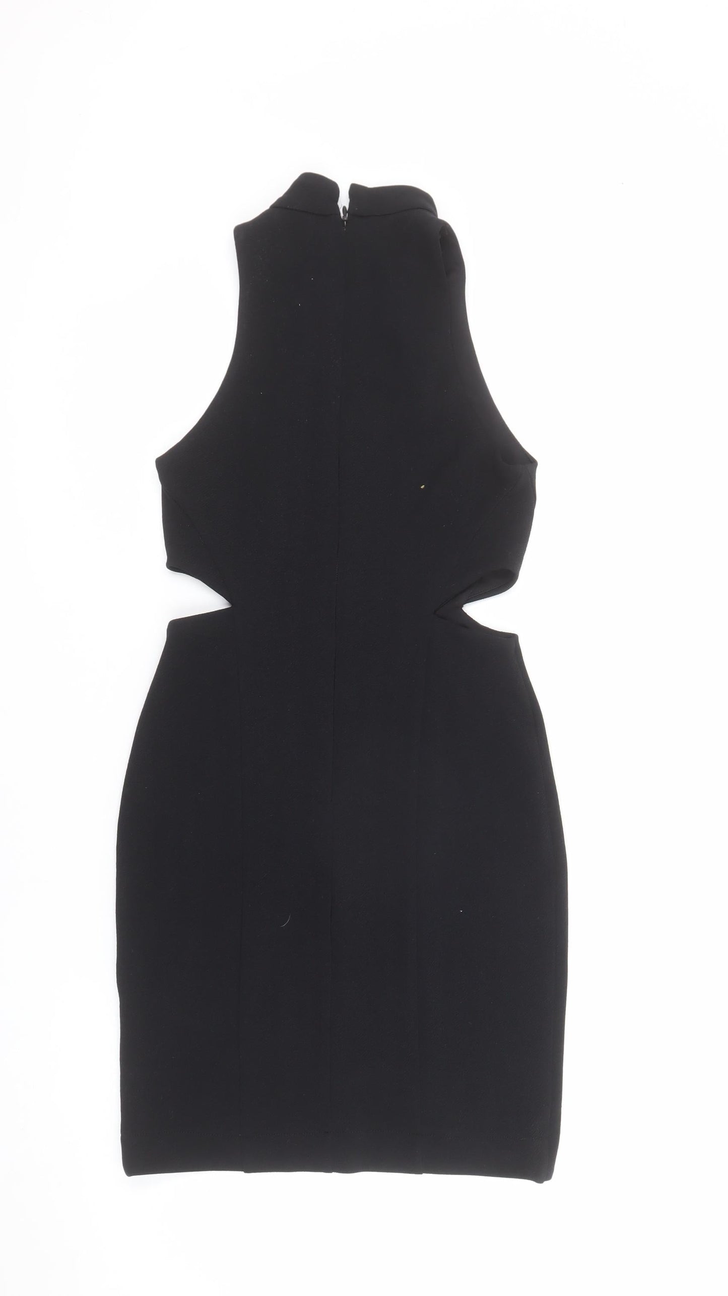 Topshop Women’s Black Size 6 Bodycon High Neck Cut Out Mini Dress