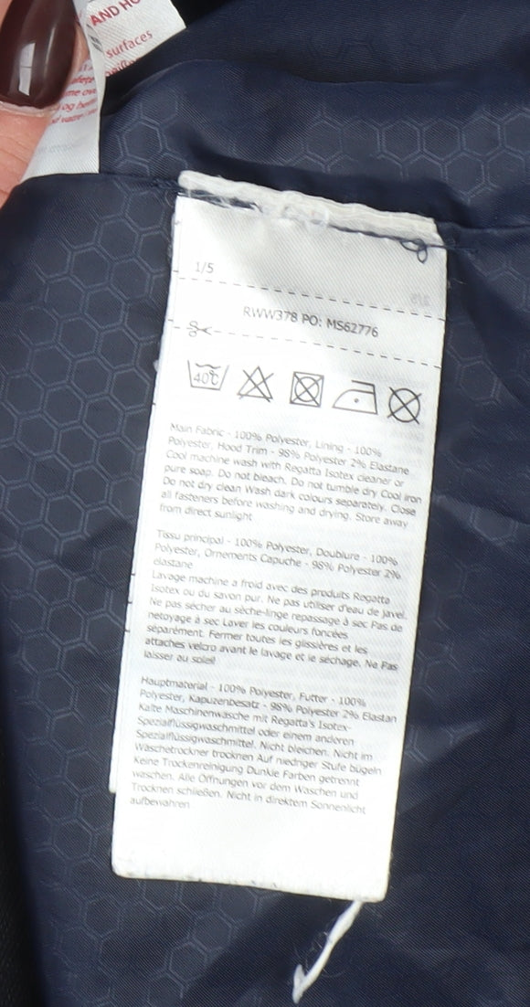 Regatta Womens Blue Waterproof Mid-Length Hooded Rain Jacket UK 8