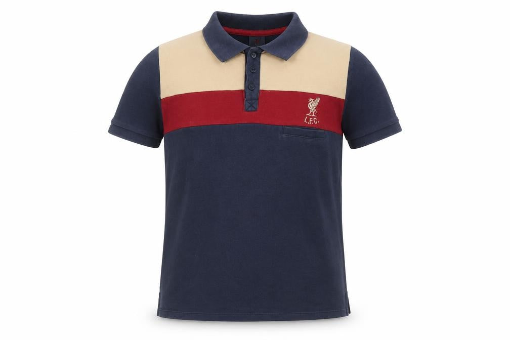 LFC Boys Beige Red Blue Polo Shirt 11-12 Years Short Sleeve Cotton Blend