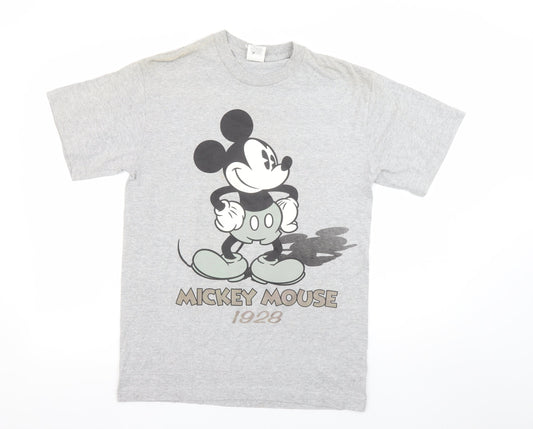 Disney Women’s Grey Mickey Mouse 1928 T-Shirt Medium Cotton Casual