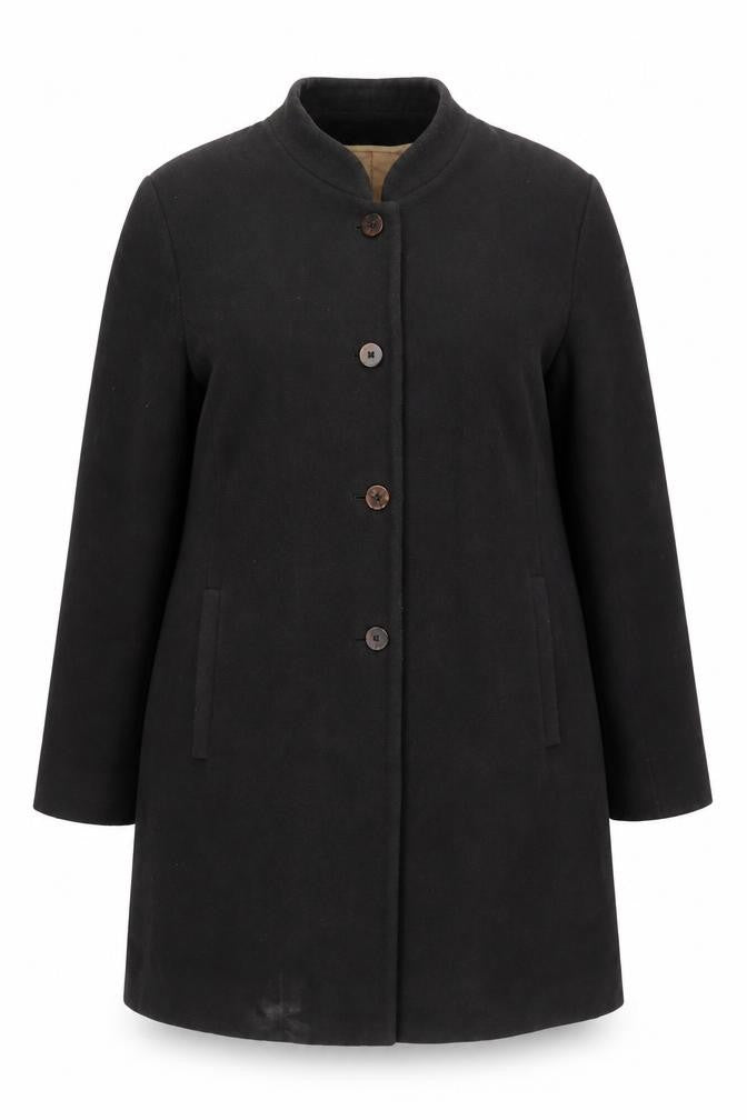 Windsmoor Women's Black Wool Blend Long Overcoat Size 16