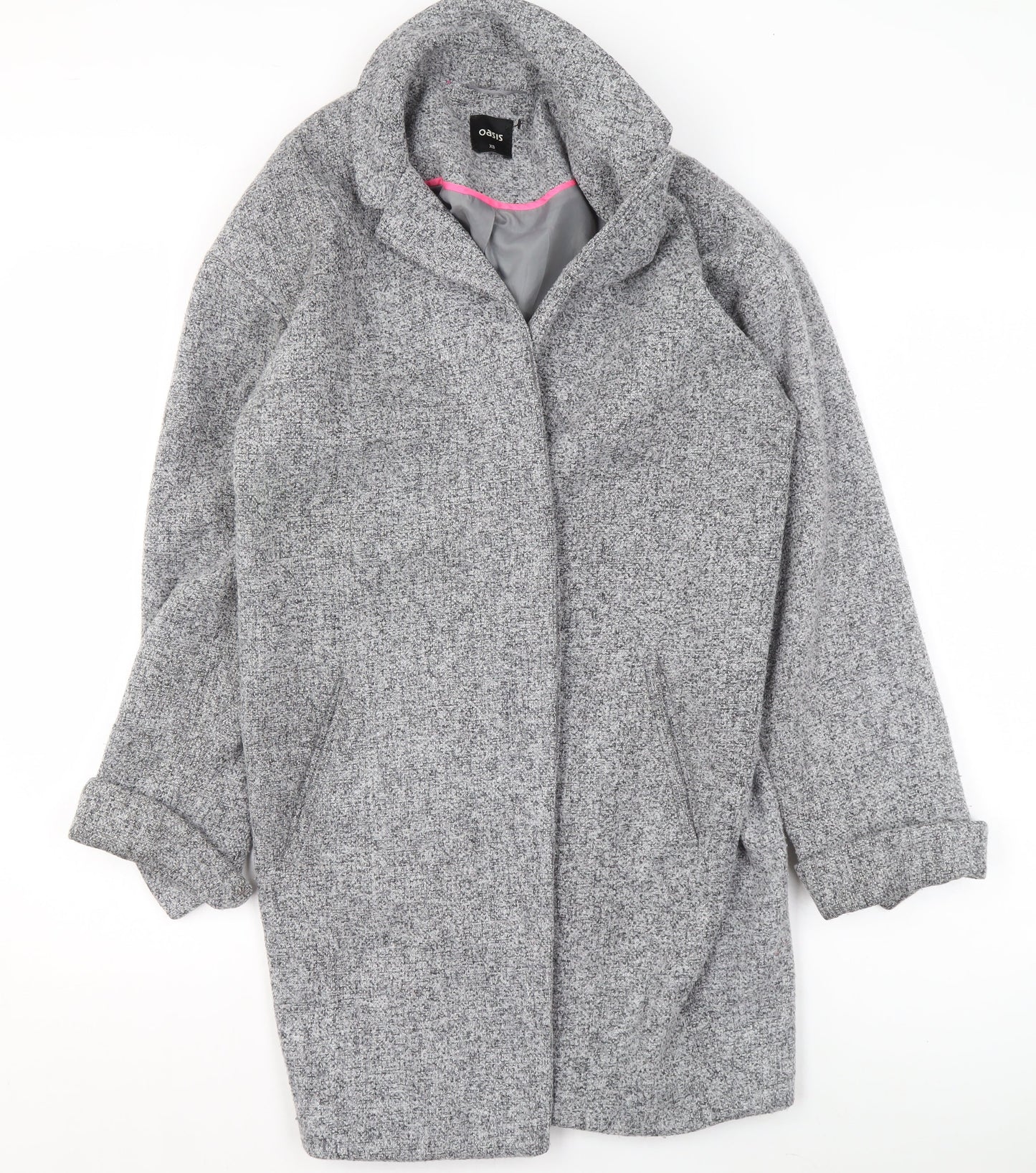 Oasis Women Grey Wool Blend Mid-Length Overcoat XS