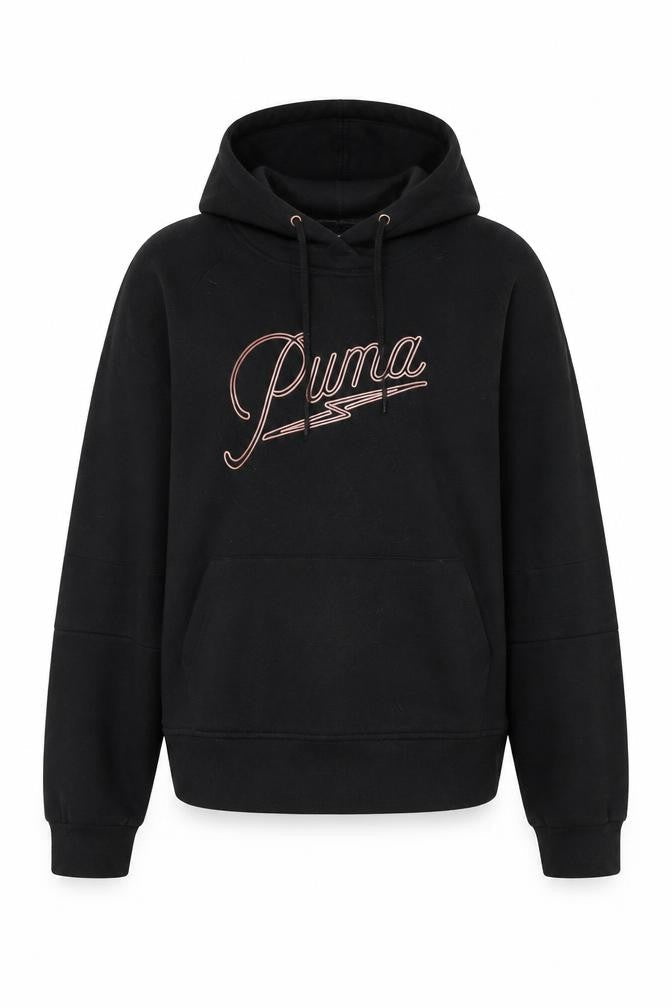 Puma Women Black Small Pullover Hoodie Sweatshirt Lightweight Cotton Blend