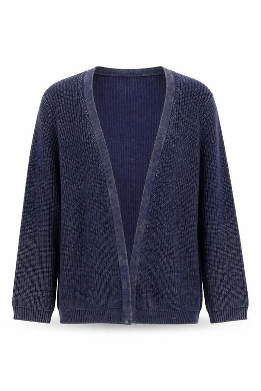 WoolOvers Women Blue Cotton Knit Long Sleeve Cardigan S