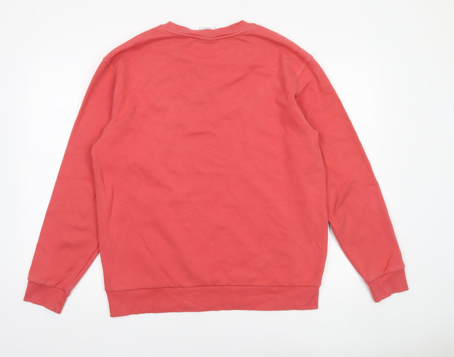 ZARA Mens Red Crew Neck Sweatshirt Size L Pullover Cotton Blend