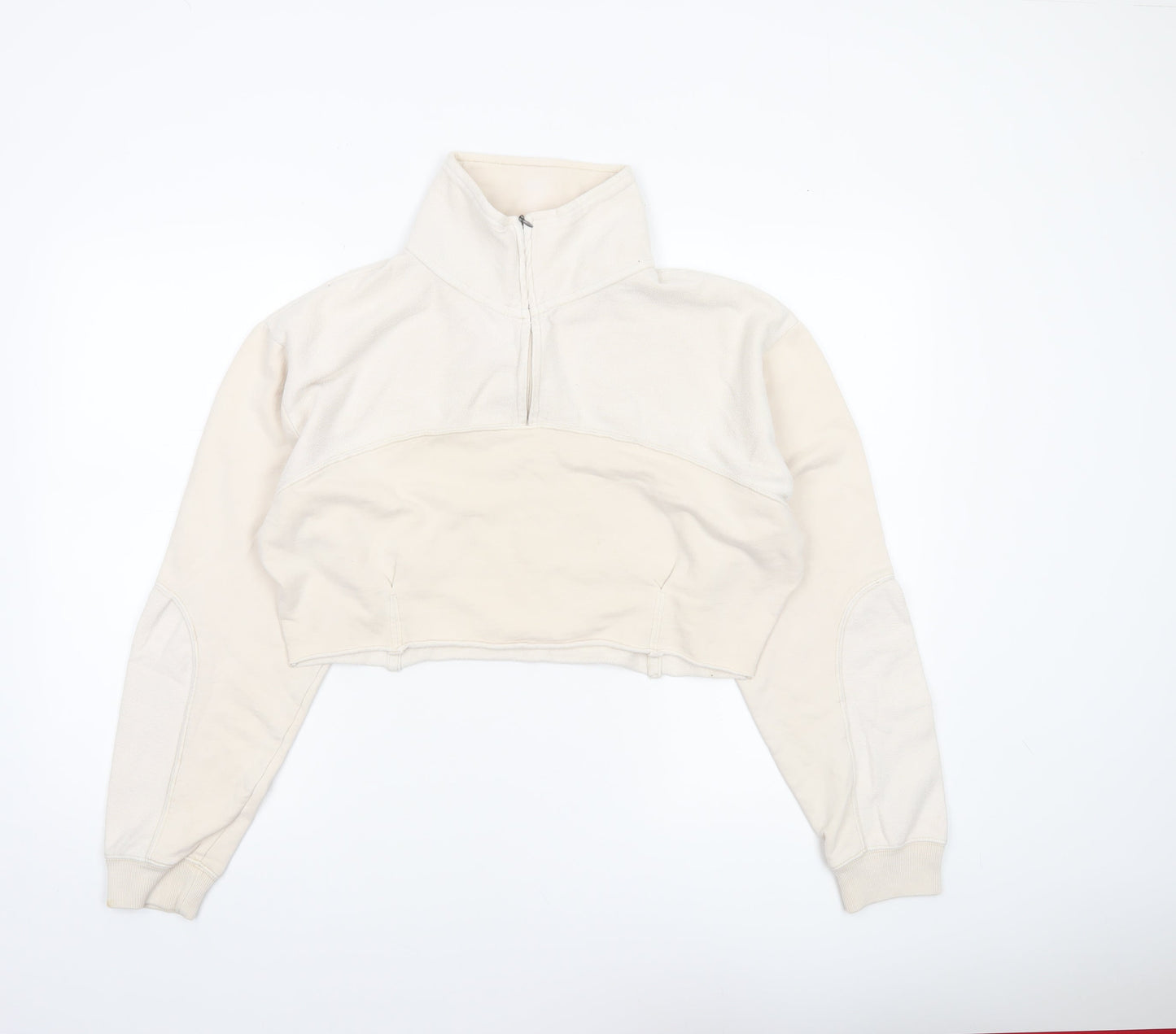 Out From Under Urban Outfitters Women Beige 1/4 Zip Cropped Sweatshirt S