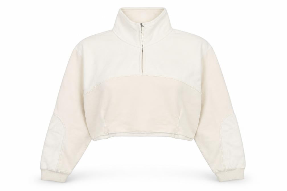 Out From Under Urban Outfitters Women Beige 1/4 Zip Cropped Sweatshirt S