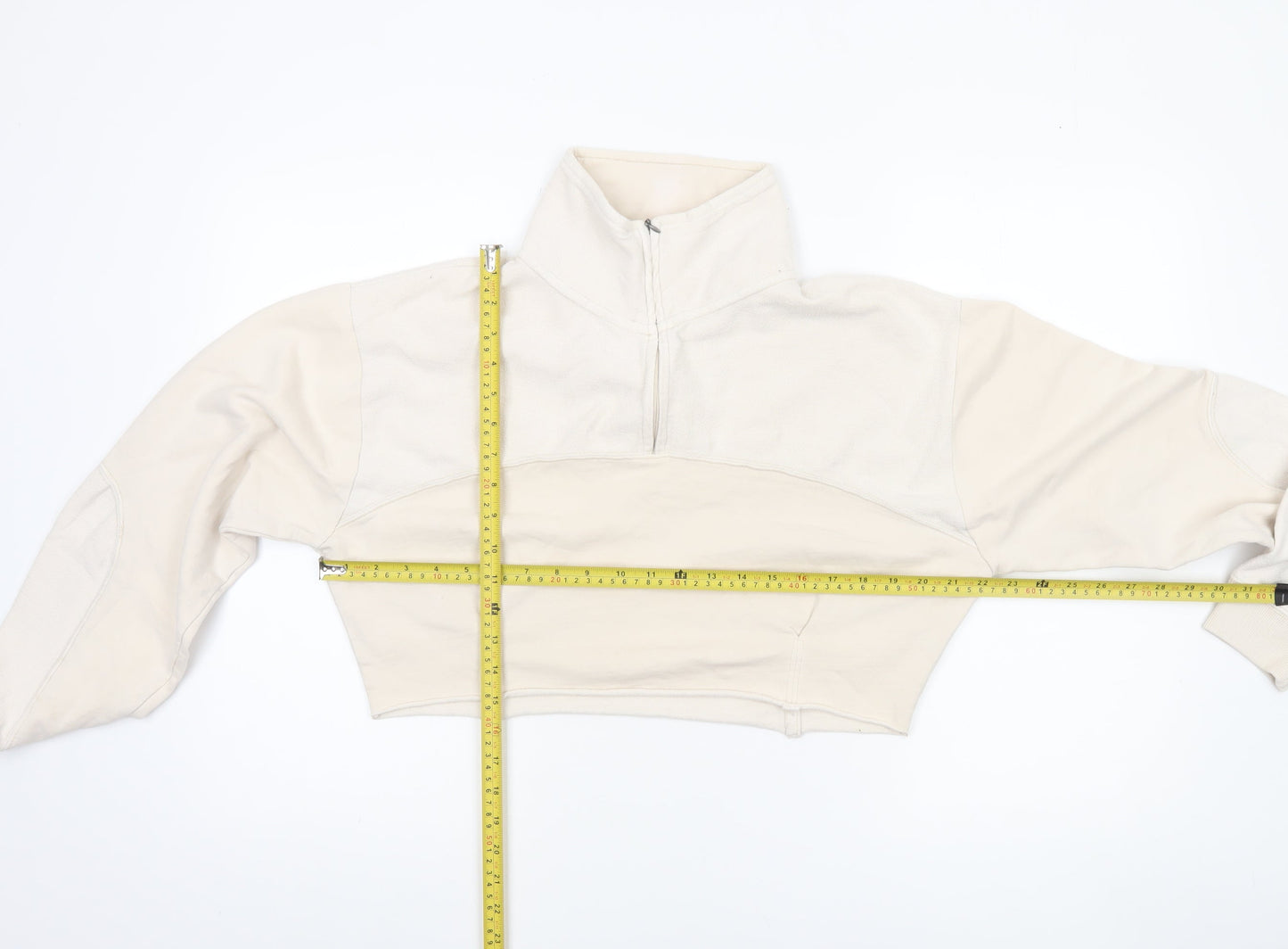 Out From Under Urban Outfitters Women Beige 1/4 Zip Cropped Sweatshirt S