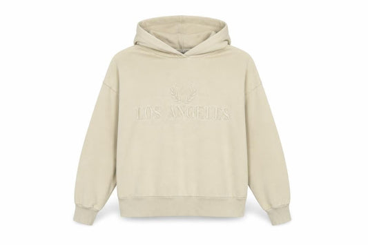 Zara Womens Beige Hooded Pullover Sweatshirt Size M Los Angeles Design