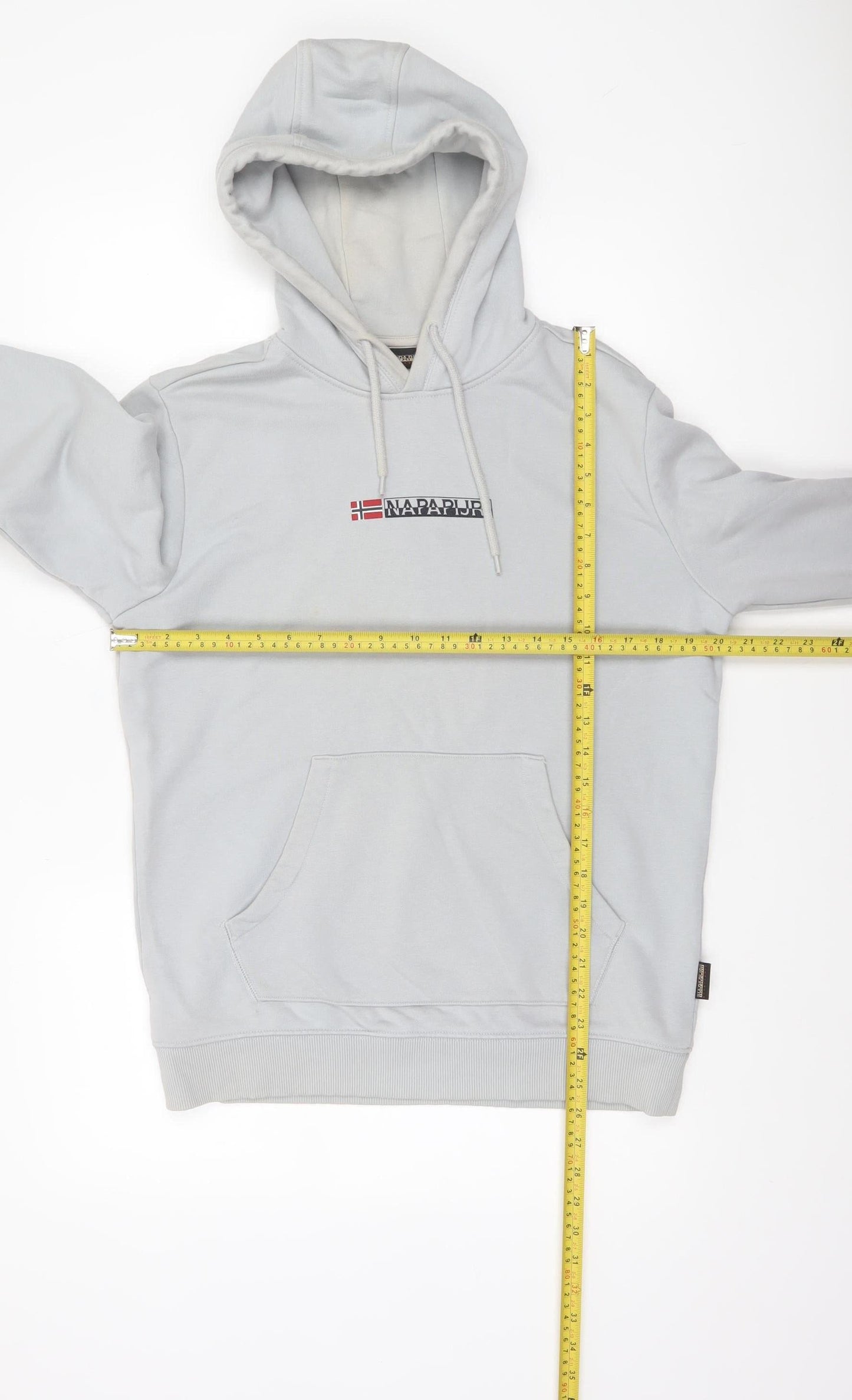 Napapijri Men's Grey Small Pullover Hoodie Logo Fleece