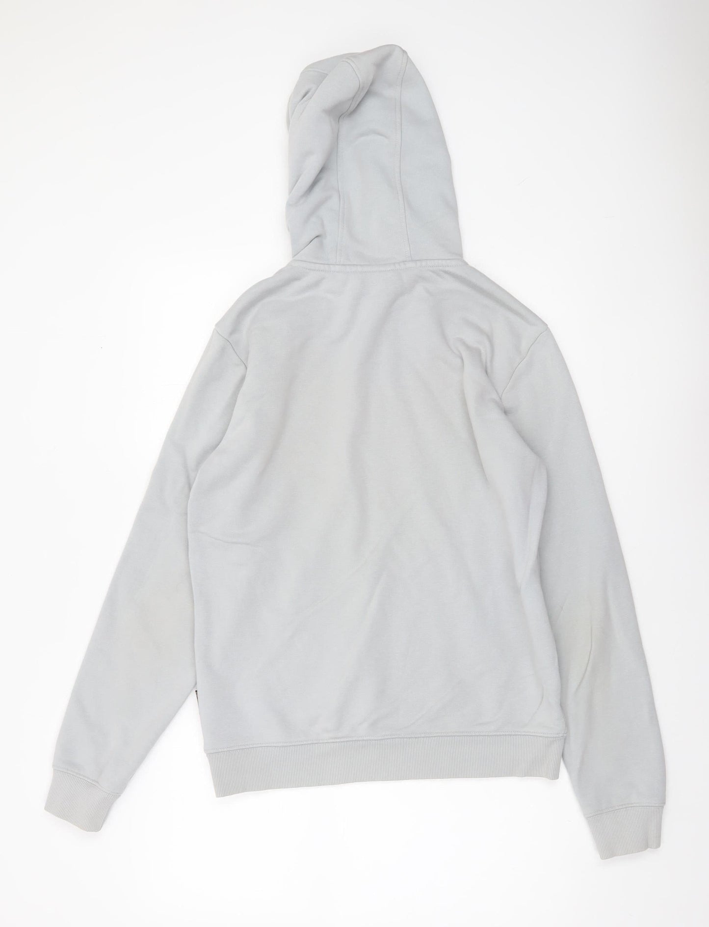 Napapijri Men's Grey Small Pullover Hoodie Logo Fleece