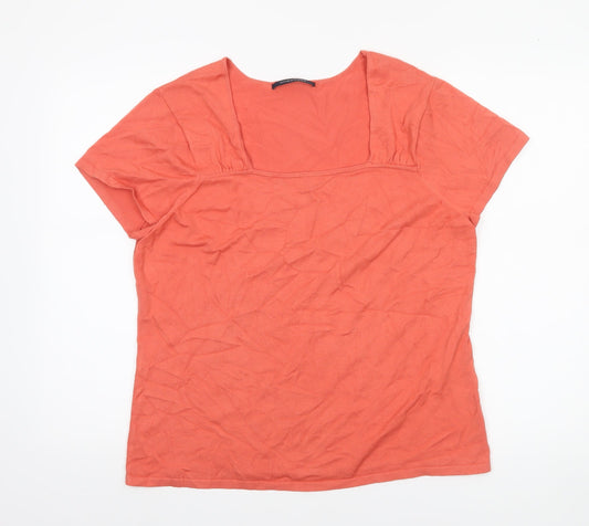 Windsmoor Womens Orange Short Sleeve Square Neck Viscose Top L