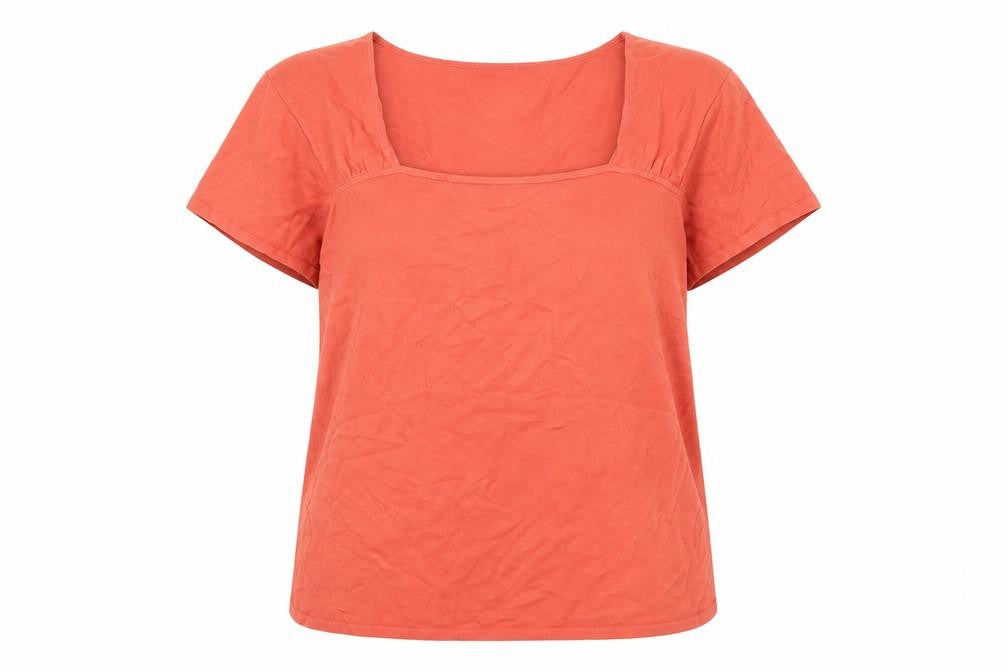 Windsmoor Womens Orange Short Sleeve Square Neck Viscose Top L