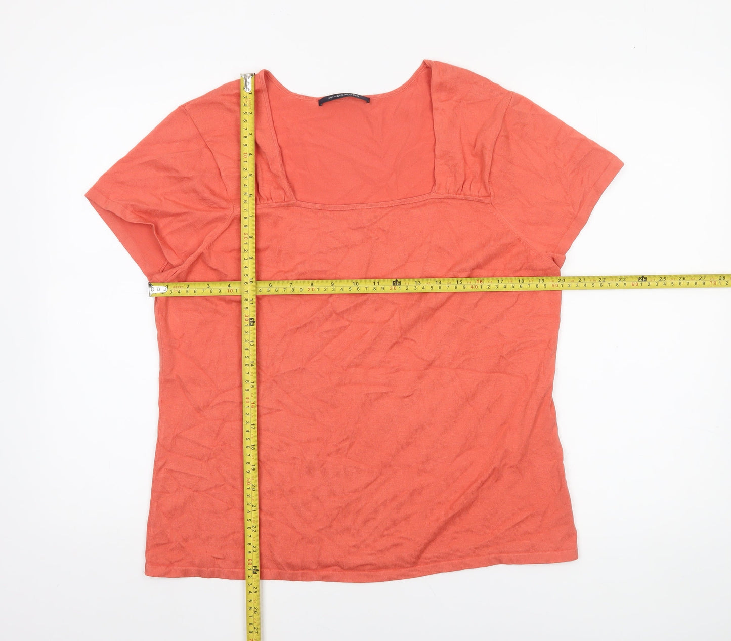 Windsmoor Womens Orange Short Sleeve Square Neck Viscose Top L