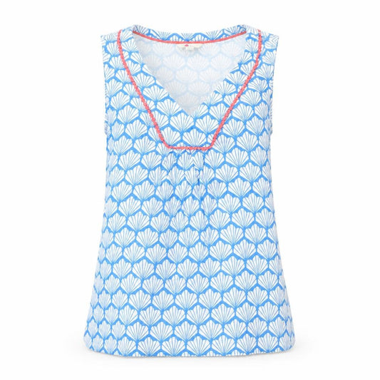 Boden Women’s Blue Cotton Sleeveless V-Neck Tank Top UK 12