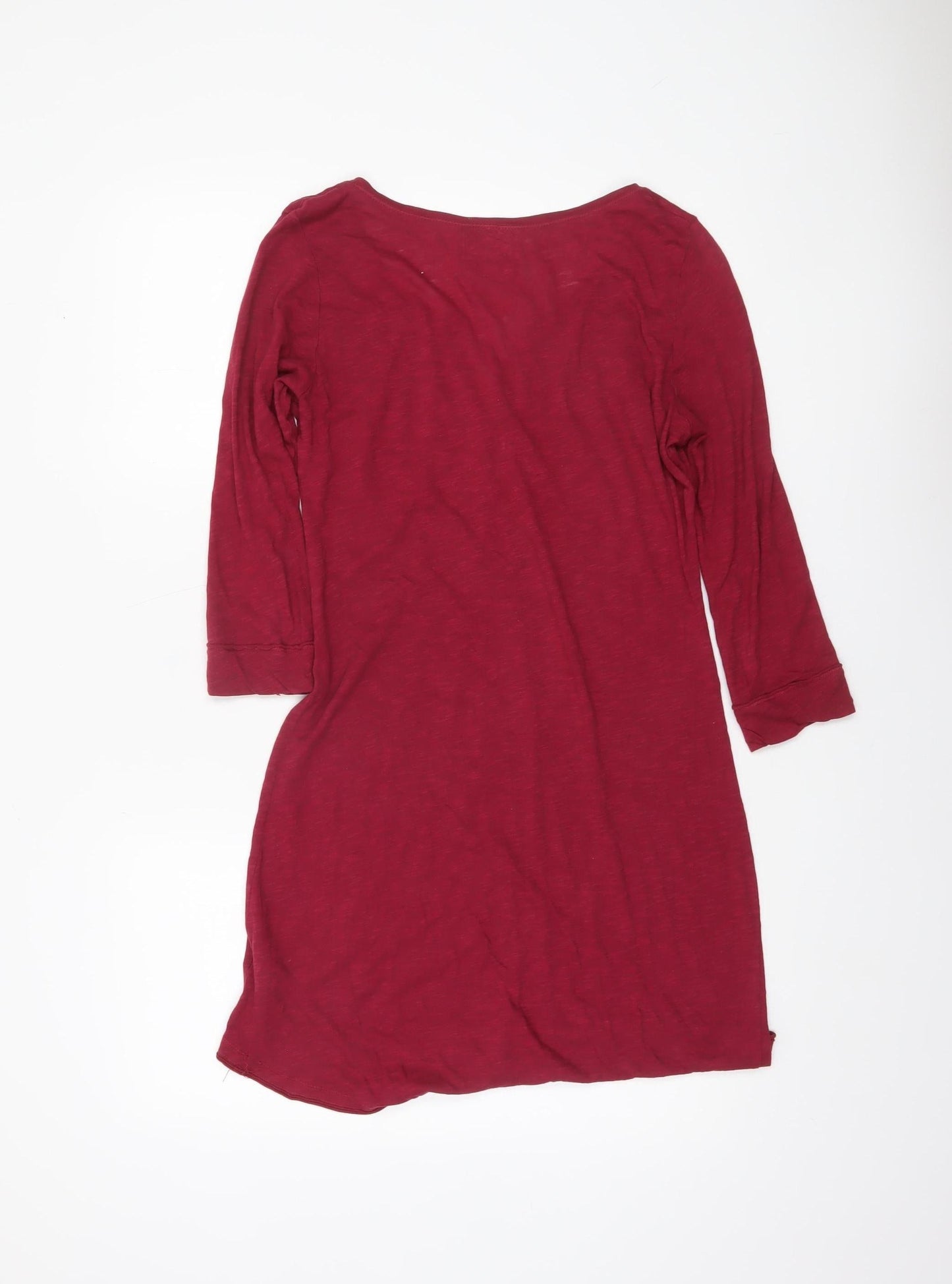 H&M Women’s Red Cotton Tunic Blouse Size S 3/4 Sleeve V-Neck
