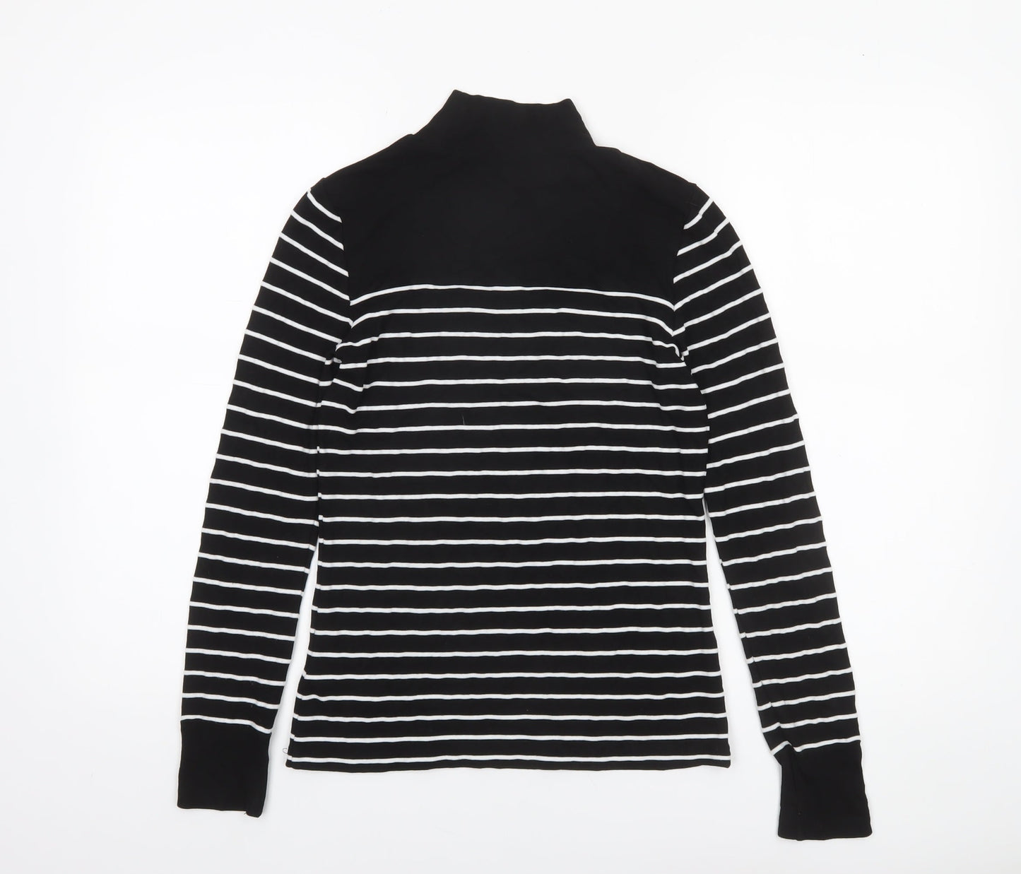 Warehouse Women’s Black White Striped Roll Neck Long Sleeve Top Size 8