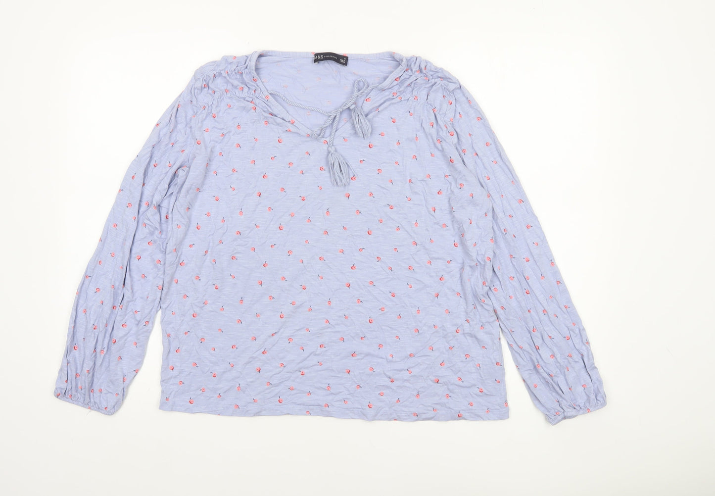 Marks and Spencer Women Blue Floral Tunic Blouse Size 16