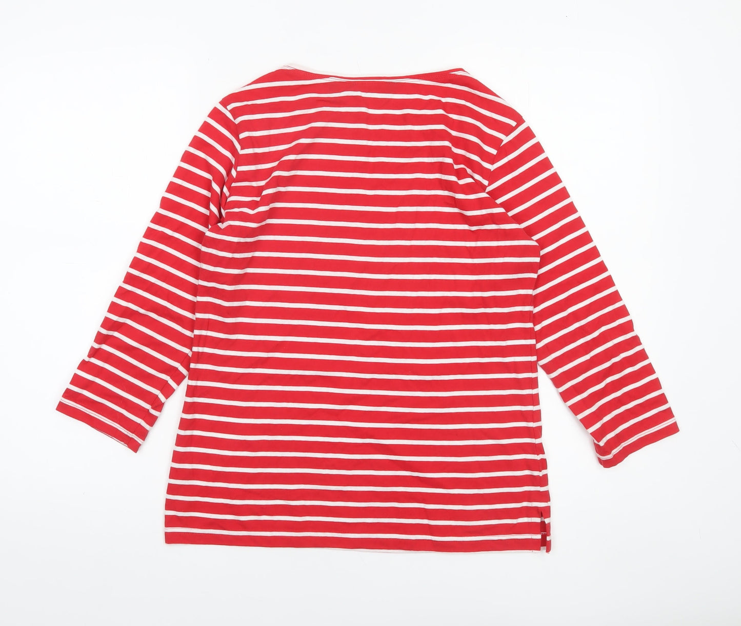 Regatta Womens Red Striped 3/4 Sleeve Cotton Nautical Top Size 8