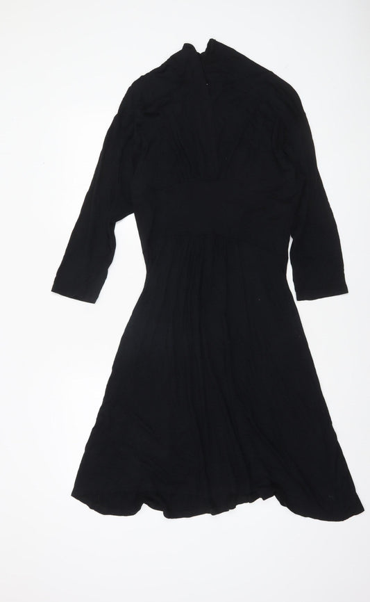 Frank & Faith Womens Black Bamboo A-Line Knee Length Dress Size L