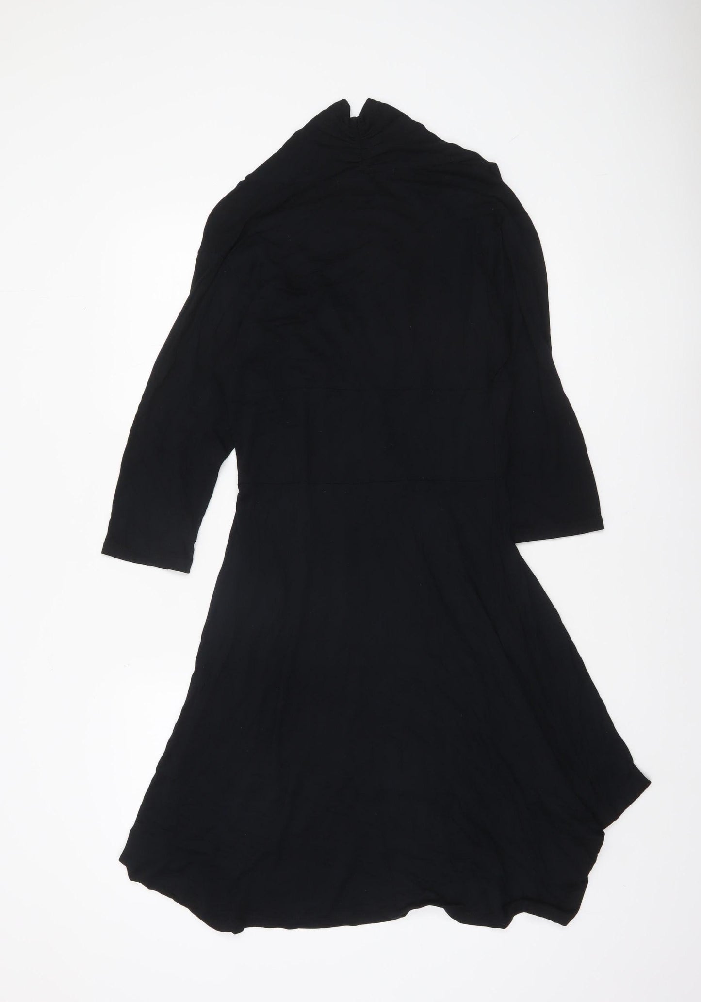 Frank & Faith Womens Black Bamboo A-Line Knee Length Dress Size L