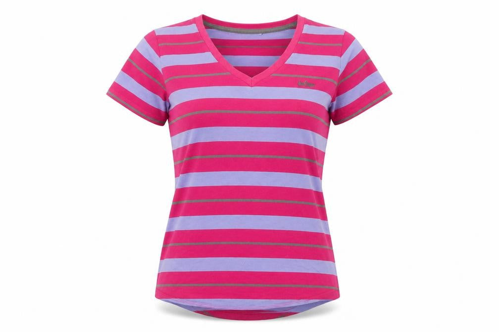 Lee Cooper Womens Multicoloured Striped V-Neck T-Shirt Size 12