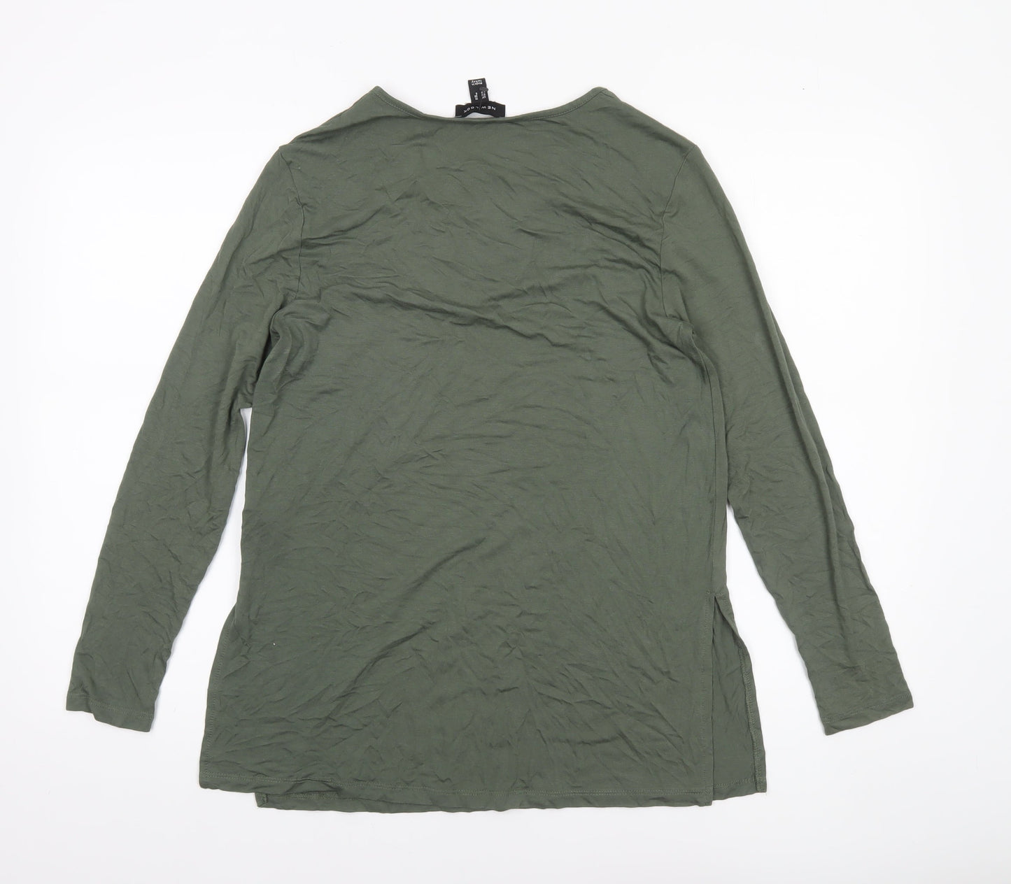 New Look Women Khaki Green Long Sleeve Viscose Tunic Top Size 10