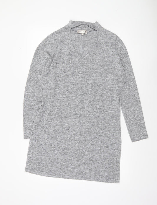 Voulez Vous Women's Grey Tunic Long Sleeve V-Neck Top M