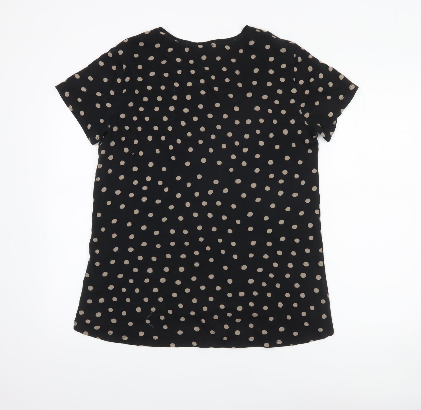 Zara Women Black Polka Dot Viscose Short Sleeve T-Shirt Size 12