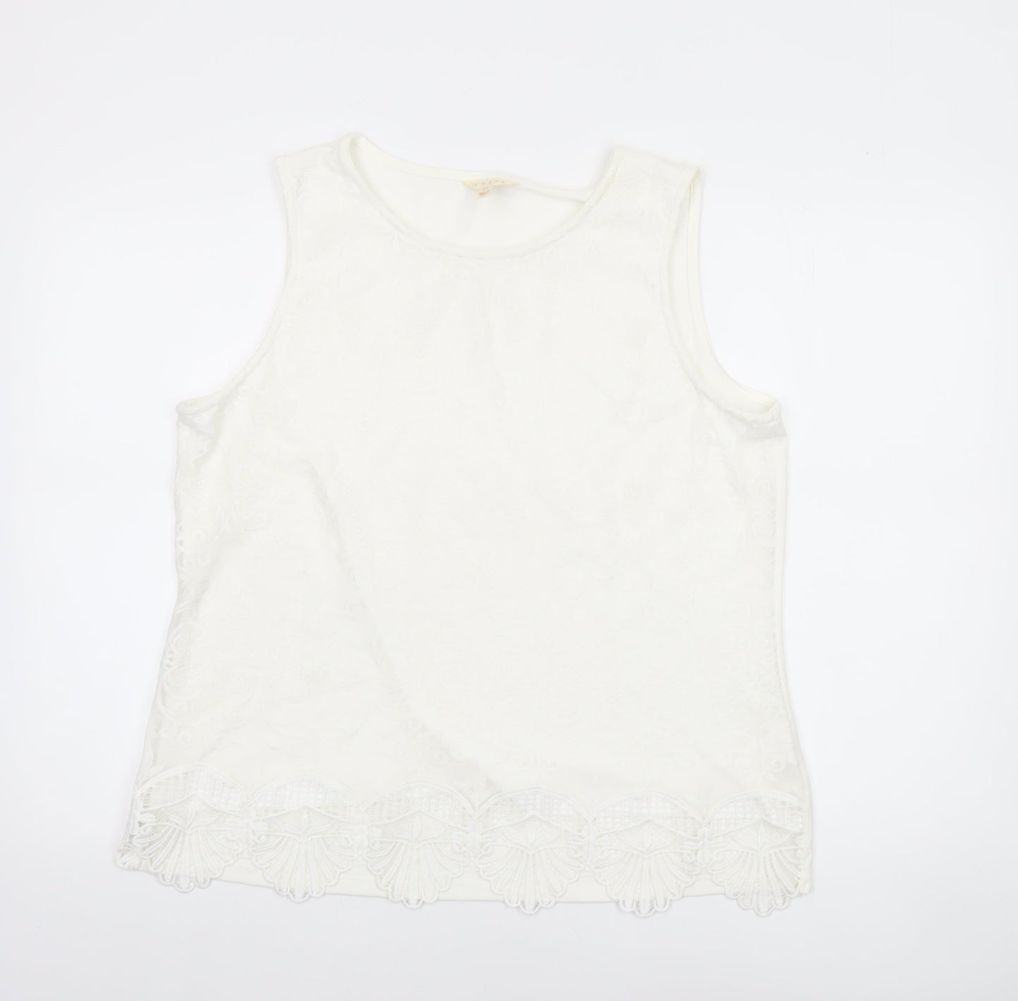 Adiva Women Ivory Lace Camisole Tank Top XL Sleeveless Spring Style