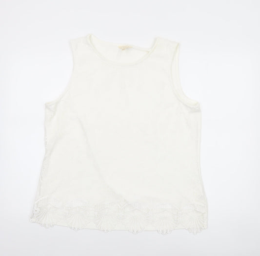 Adiva Women Ivory Lace Camisole Tank Top XL Sleeveless Spring Style