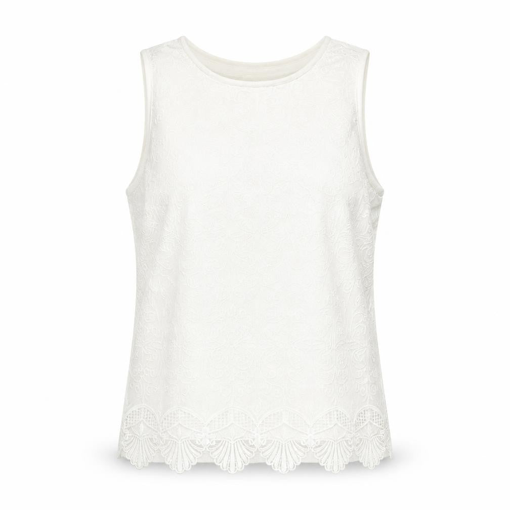 Adiva Women Ivory Lace Camisole Tank Top XL Sleeveless Spring Style