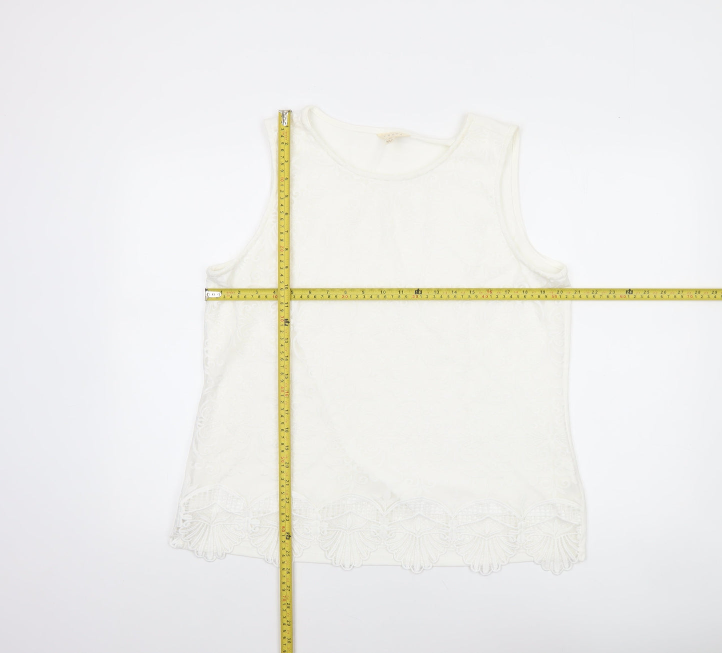 Adiva Women Ivory Lace Camisole Tank Top XL Sleeveless Spring Style
