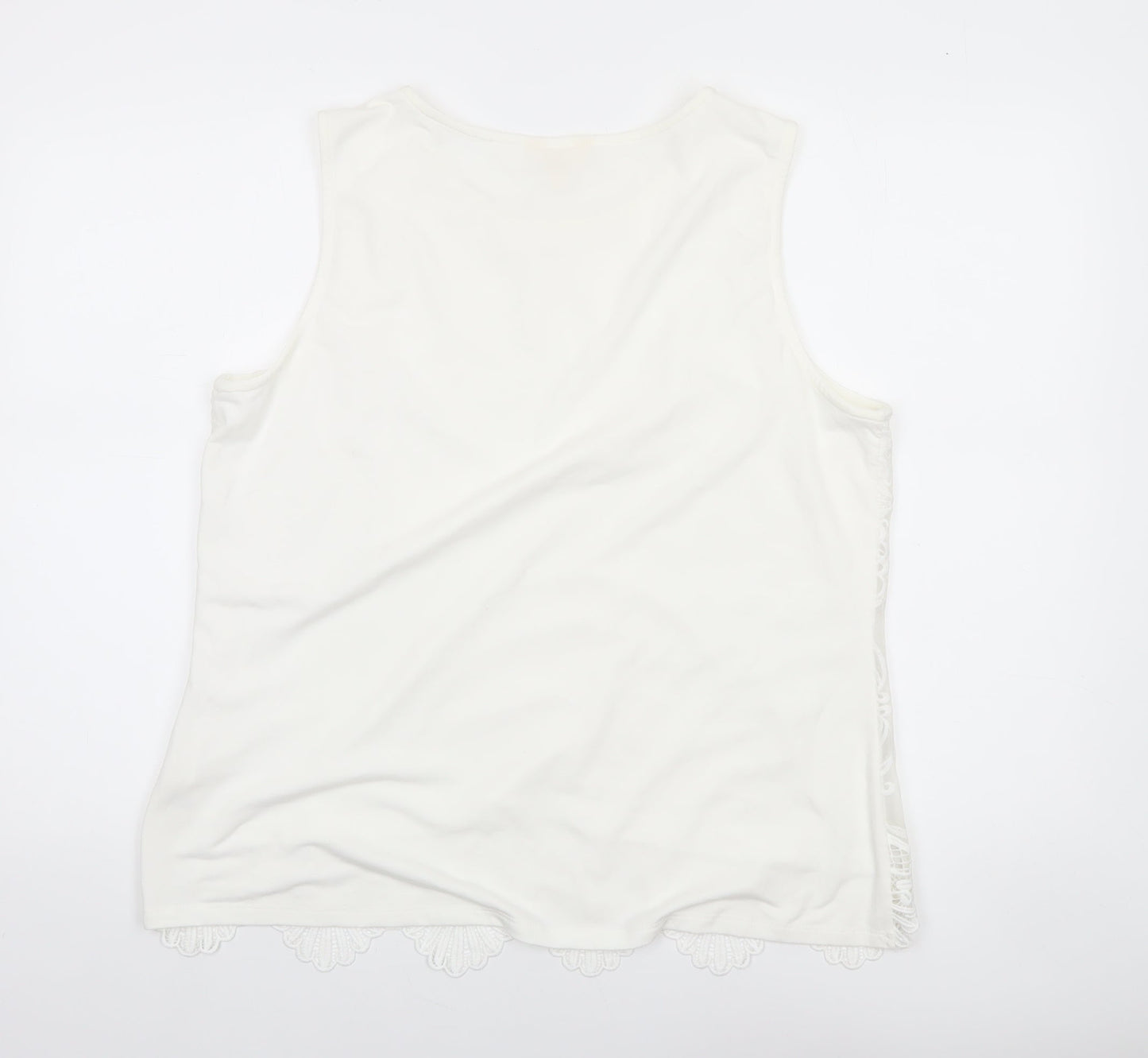Adiva Women Ivory Lace Camisole Tank Top XL Sleeveless Spring Style