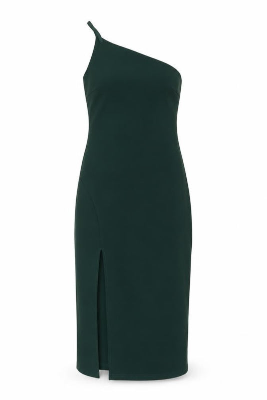 OhHello The Label Women’s Green One Shoulder Bodycon Midi Dress Size 10
