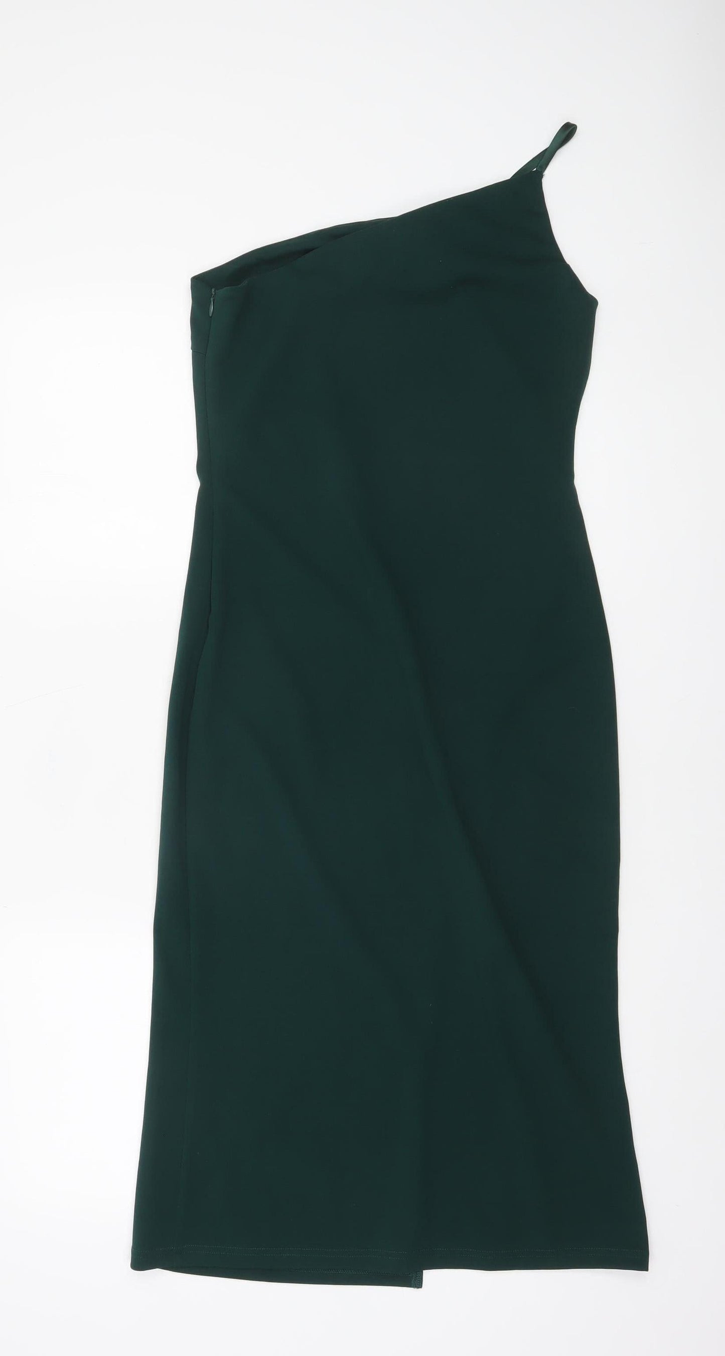 OhHello The Label Women’s Green One Shoulder Bodycon Midi Dress Size 10