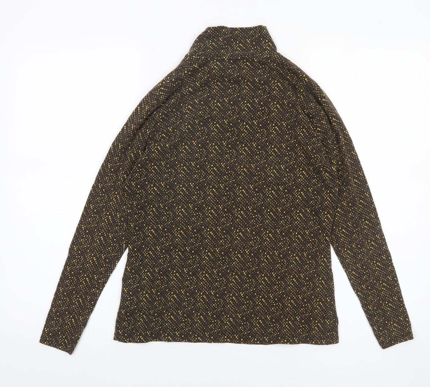 Marks and Spencer Womens Brown Geometric Roll Neck Long Sleeve Top Size 12
