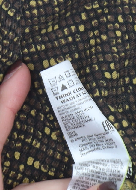 Marks and Spencer Womens Brown Geometric Roll Neck Long Sleeve Top Size 12
