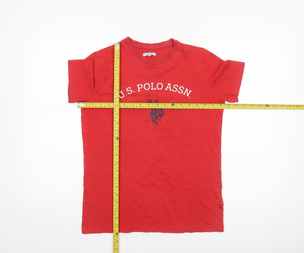 U.S. Polo Assn Boys Red 12-13 Years Cotton Graphic Logo T-Shirt