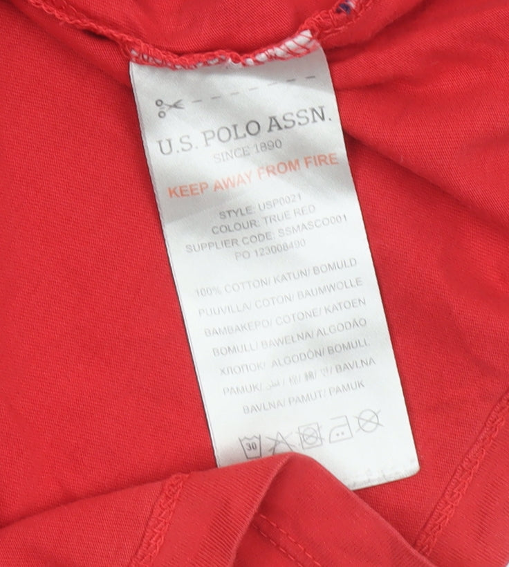 U.S. Polo Assn Boys Red 12-13 Years Cotton Graphic Logo T-Shirt