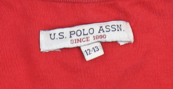 U.S. Polo Assn Boys Red 12-13 Years Cotton Graphic Logo T-Shirt