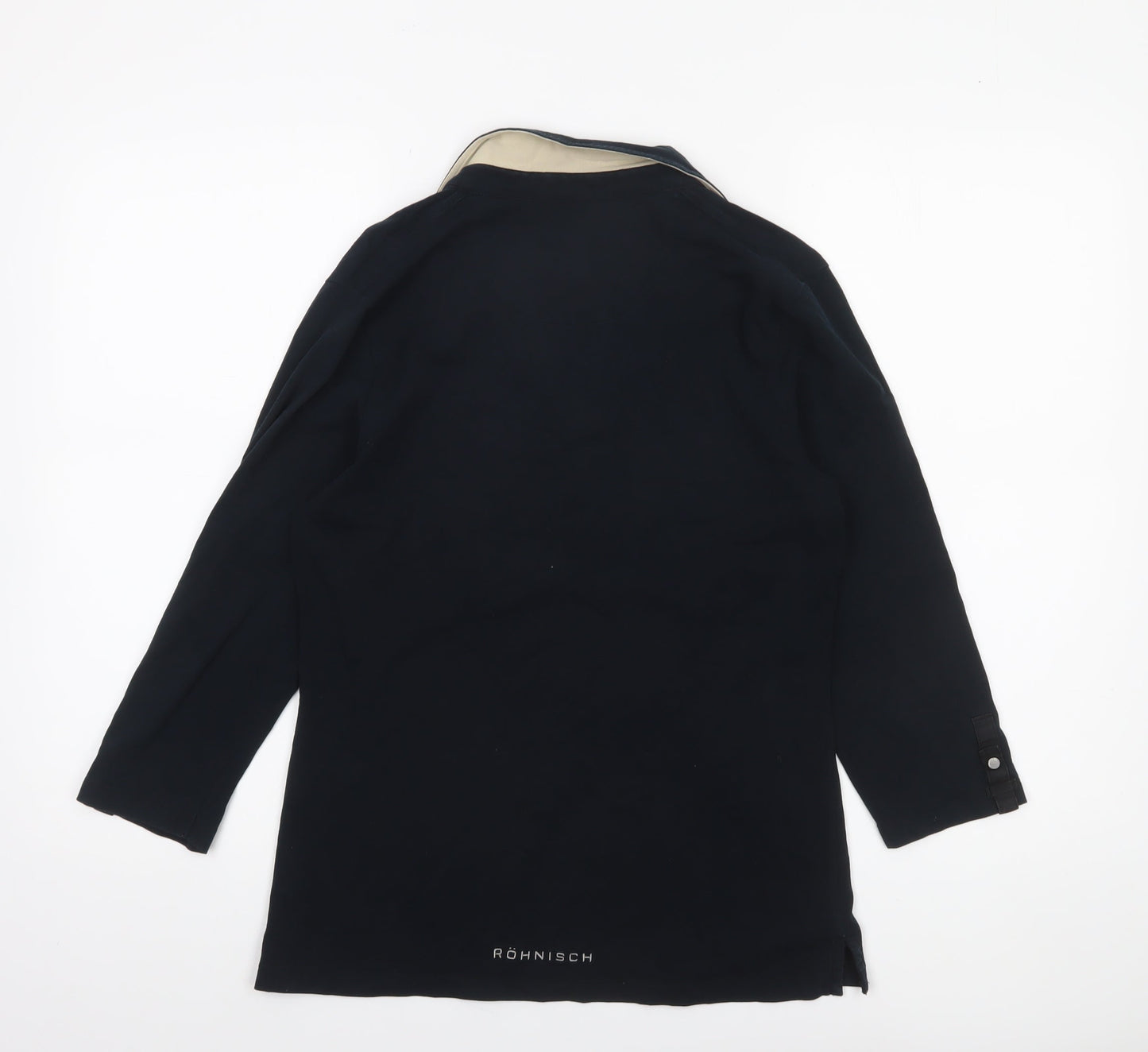 Röhnisch Women Black Polo Top L 3/4 Sleeve Cotton Elastane Collared