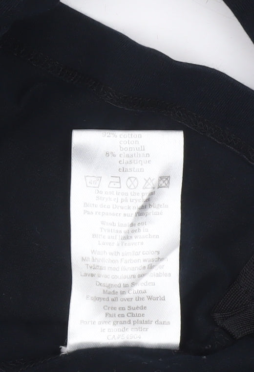 Röhnisch Women Black Polo Top L 3/4 Sleeve Cotton Elastane Collared