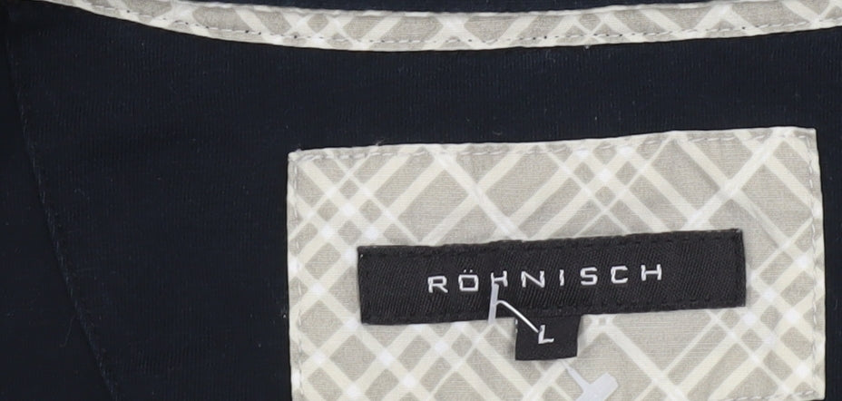 Röhnisch Women Black Polo Top L 3/4 Sleeve Cotton Elastane Collared