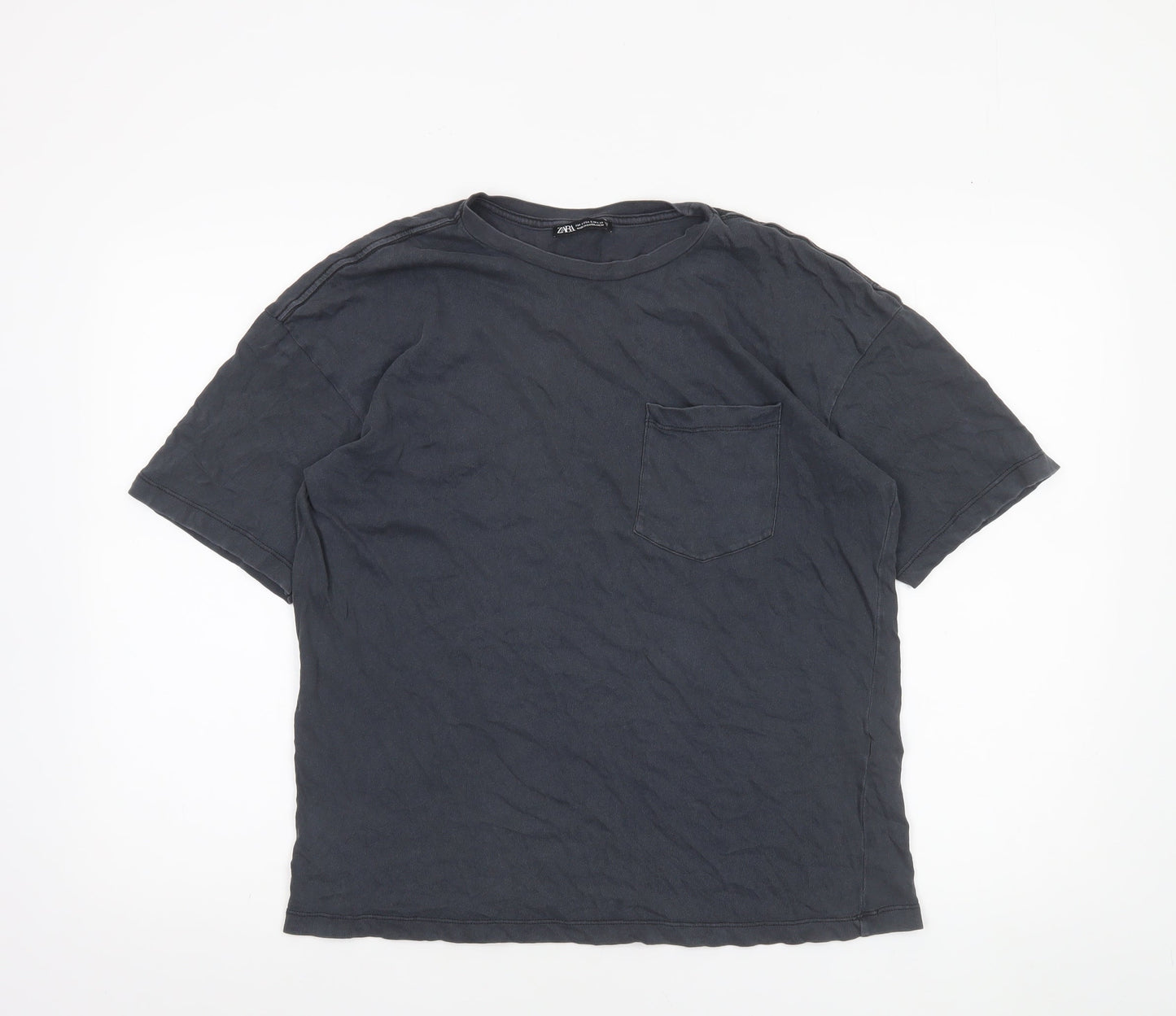 Zara Women Black Cotton Short Sleeve Basic T-Shirt Size S