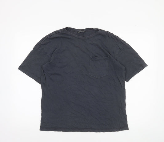 Zara Women Black Cotton Short Sleeve Basic T-Shirt Size S