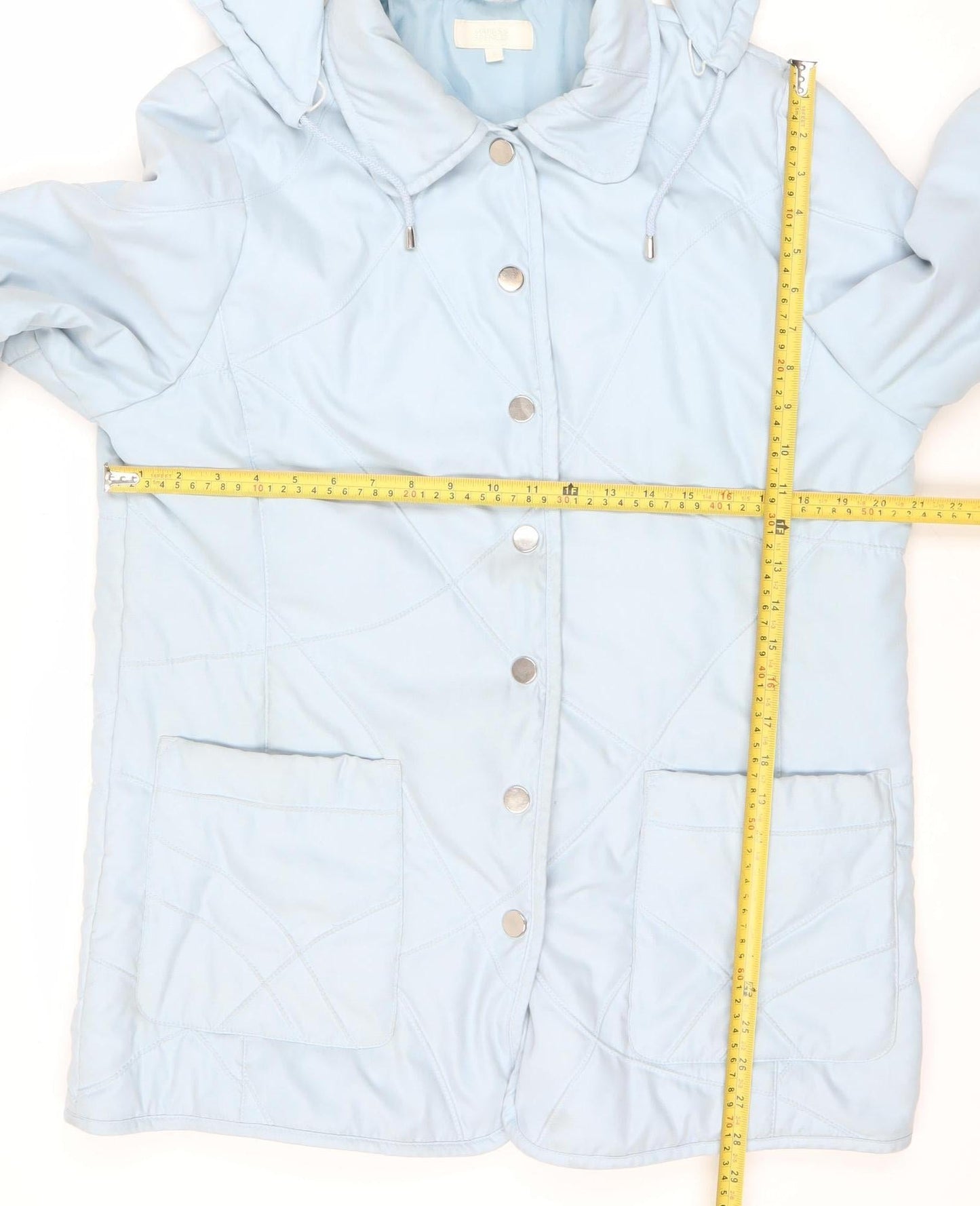 Marks and Spencer Women Soft Blue Hooded Mid-Length Puffer Jacket UK 16