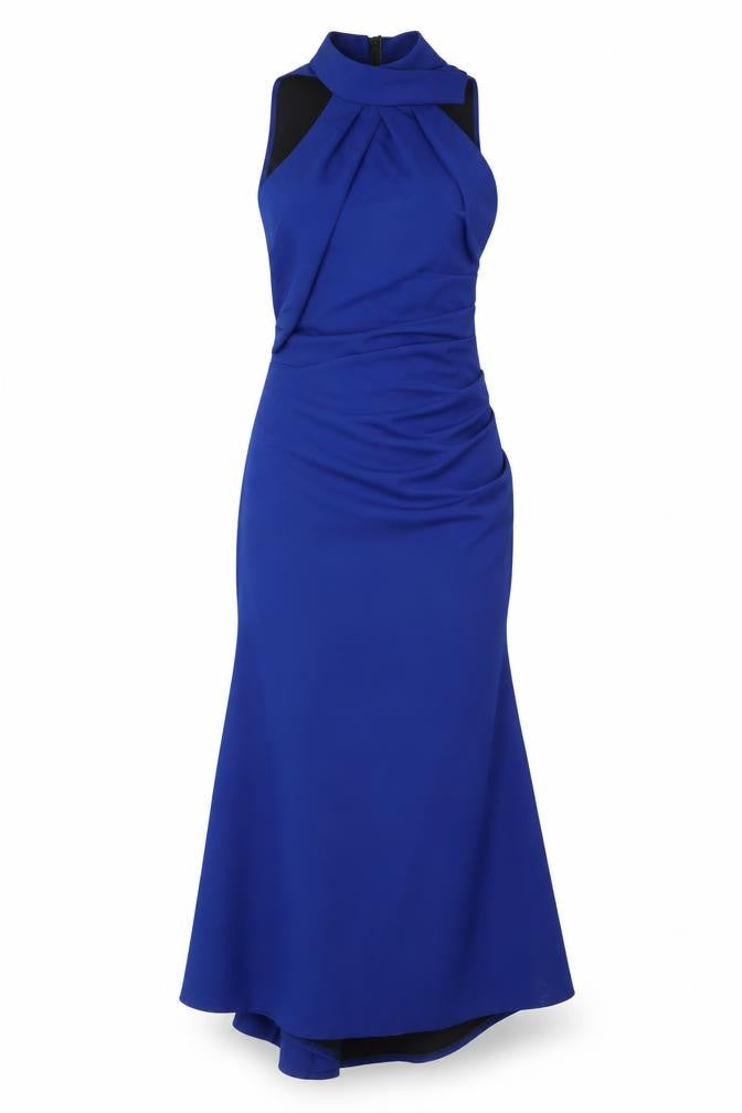 Kevan Jon Women’s Blue Mermaid Formal Dress Size 2 Sleeveless Ruched Zip