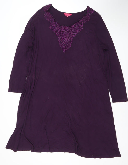Together Women Purple Viscose Long Sleeve Knee Length Shift Dress UK 20